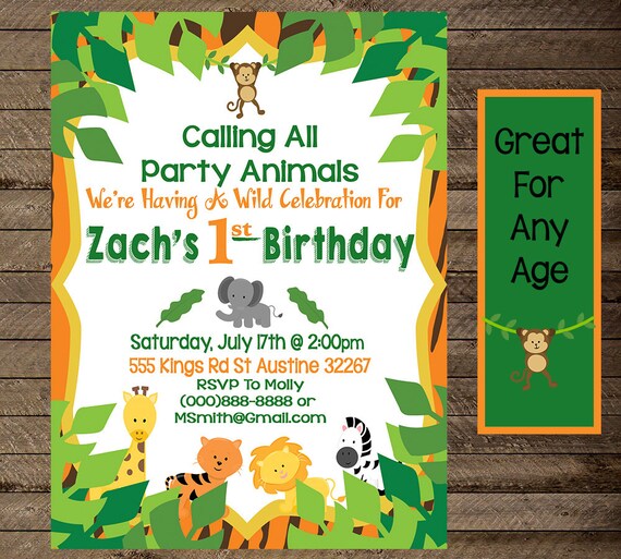 Jungle Invite Jungle Birthday Invitation Boys Jungle | Etsy