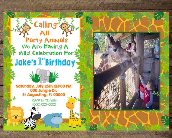 jungle invite jungle invitation jungle birthday party first birthday party 1st bday invite jungle theme party second third birthday jungle theme birthday invitations