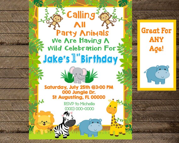jungle invite jungle invitation jungle birthday party first birthday party 1st bday invite jungle theme party second third birthday jungle theme birthday invitations