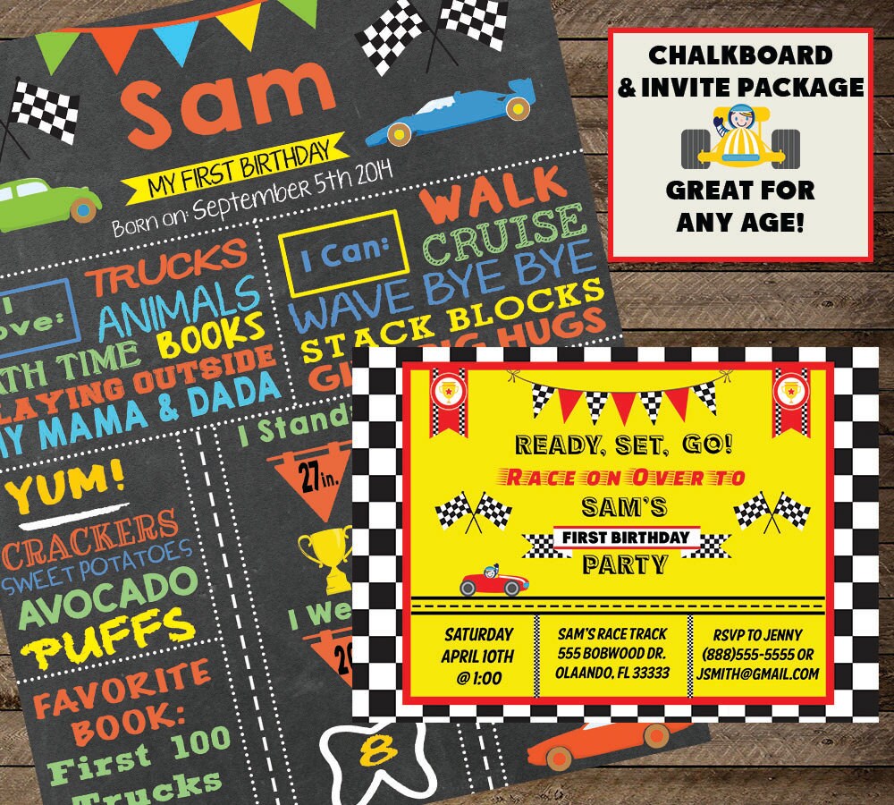 Course Voiture Invite Course Theme Anniversaire Invitation Etsy