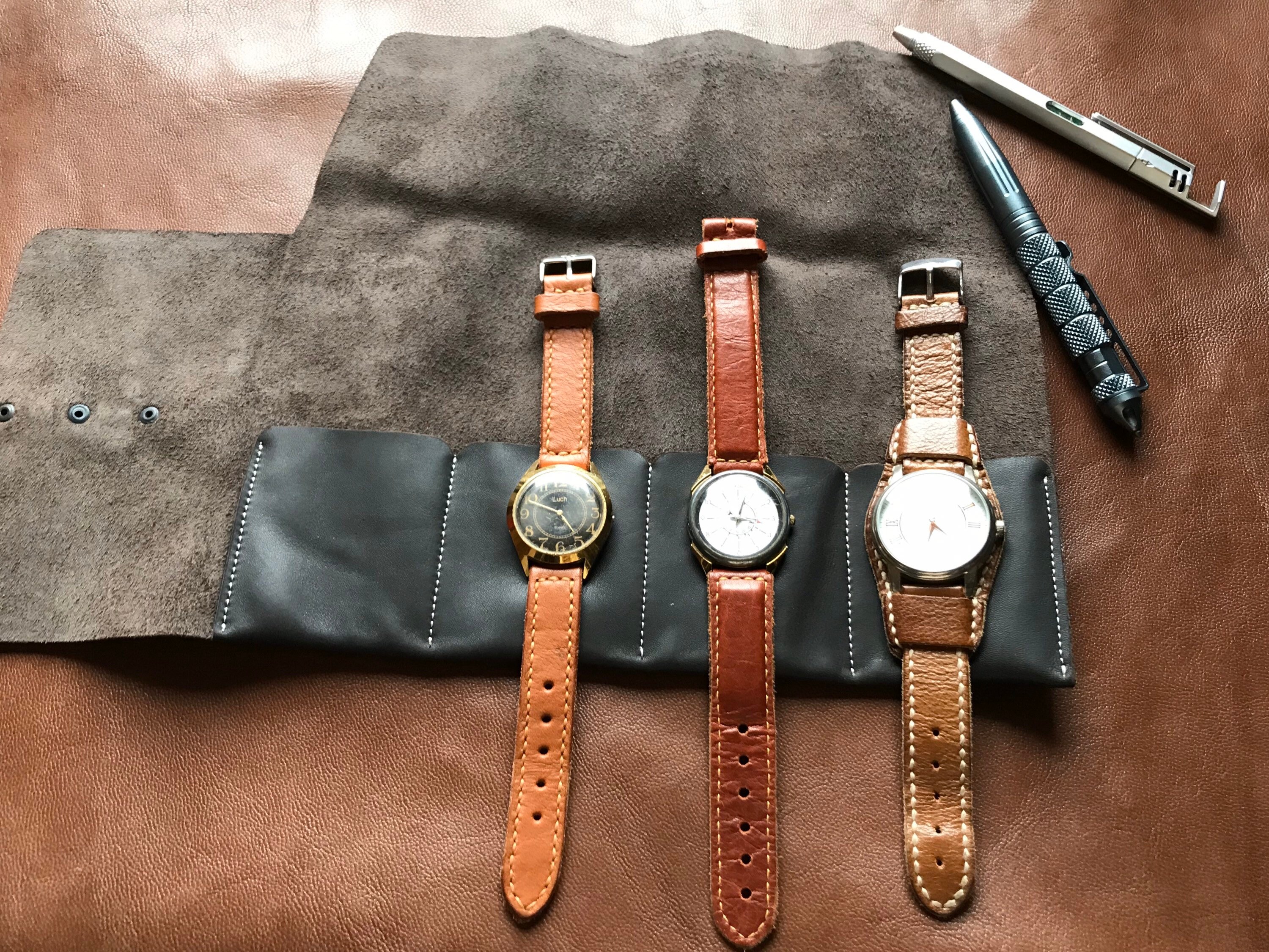 travel watch roll leather