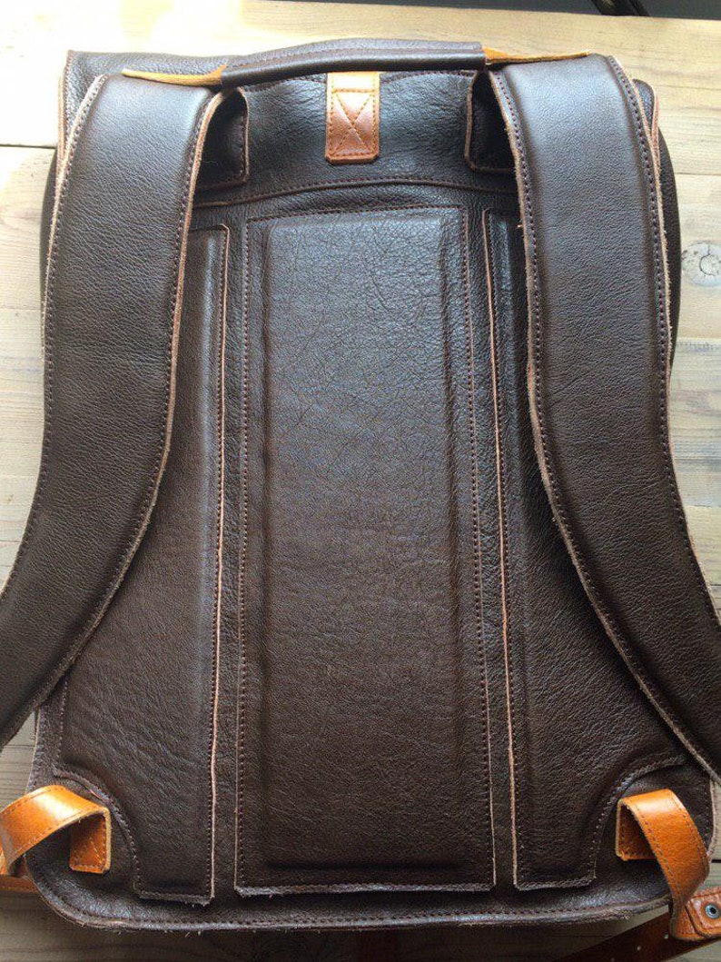 Leather Roll Top Backpack Full Grain Leather Bag Carry on Baggage Travel Backpack