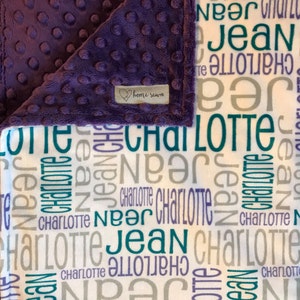 Purple and Teal Baby Blanket - Minky Baby Blanket - Name Blanket - Custom Baby Blanket - Personalized Baby Blanket - Baby Shower Gift
