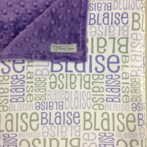 Purple and Gray Baby Blanket - Minky Baby Blanket - Name Blanket - Custom Baby Blanket - Personalized Baby Blanket - Baby Shower Gift