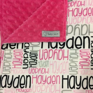 Pink and gray blanket - Minky Baby Blanket - Name Blanket - Custom Baby Blanket - Personalized Baby Blanket - Baby Shower Gift