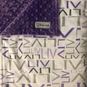 Purple and Gray Baby Blanket - Minky Baby Blanket - Name Blanket - Custom Baby Blanket - Personalized Baby Blanket - Baby Shower Gift