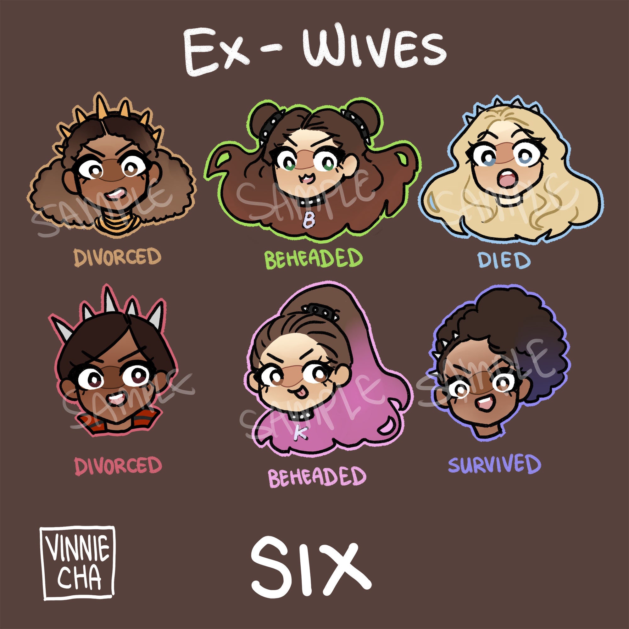 SIX the Musical Ex-wives Sticker Sheet pic