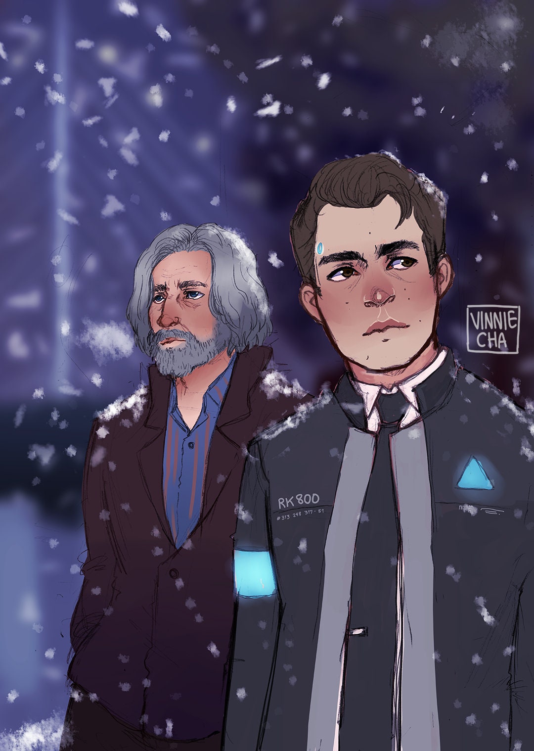 Connor and Hank / Digital Painting / Detroit: Become Human / 