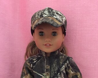 18 Inch Doll Clothes, Hunting Camo, Boy or Girl Gift, 3 Piece Outfit, Authentic Camo Fabric, Cap Included, For 18 Inch Doll, Birthday Gift
