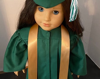 Graduation Regalia, Made for Dolls, Fits 18 Inch Dolls, You Choose Color, Incl Cap Gown Stole, Professor Gift, Kindergarten Gift, Kid Gift