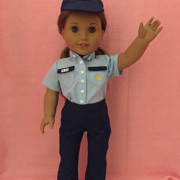 Doll Clothes, Sheriff, or Police Uniform, Cap Included, Free Personalization, 18 Inch Doll Clothes, 3 Piece Outfit, Gift for Kids, Uniforms