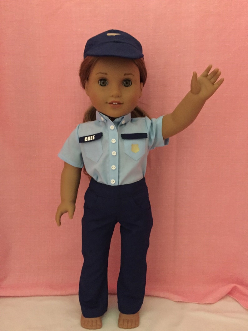 Doll Clothes, Sheriff, or Police Uniform, Cap Included, Free Personalization, 18 Inch Doll Clothes, 3 Piece Outfit, Gift for Kids, Uniforms image 1