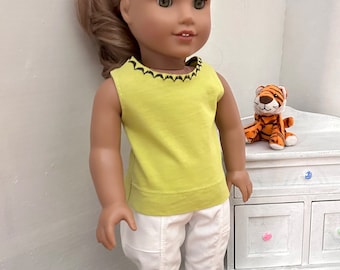 Skinny Cargo Pants, Lime knit top, 2 pc outfit, Birthday party gift, Expertly made, Gift for girls, Made by Whos That Doll, Fits 18 in doll
