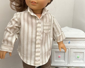 Boyfriend Outfit, for 18” dolls, oversized shirt, skinny cargo pants, birthday party gift, gift for girls, button down shirt, Christmas gift