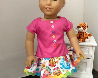 Colorful Doll Dress, Leggings Incl, Made by WhosThatDoll, Party Dress, Gift for Girl, Birthday Party Gift, Fits 18 inch Dolls, Top Quality