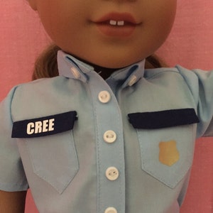 Doll Clothes, Sheriff, or Police Uniform, Cap Included, Free Personalization, 18 Inch Doll Clothes, 3 Piece Outfit, Gift for Kids, Uniforms image 2