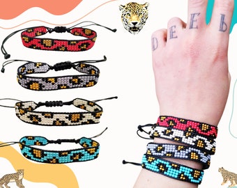 WOLONGFUHU Bracciale leopardato regolabile elasticizzato