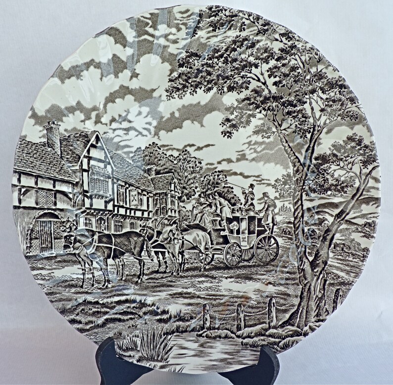 Vintage dinner plate Black and white MYOTT Royal Mail Made in Etsy