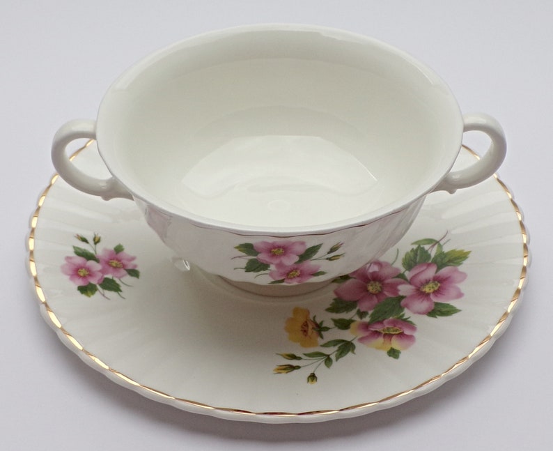 Vintage Soup cup and saucer MAYFAIR Made in England Two handle Etsy