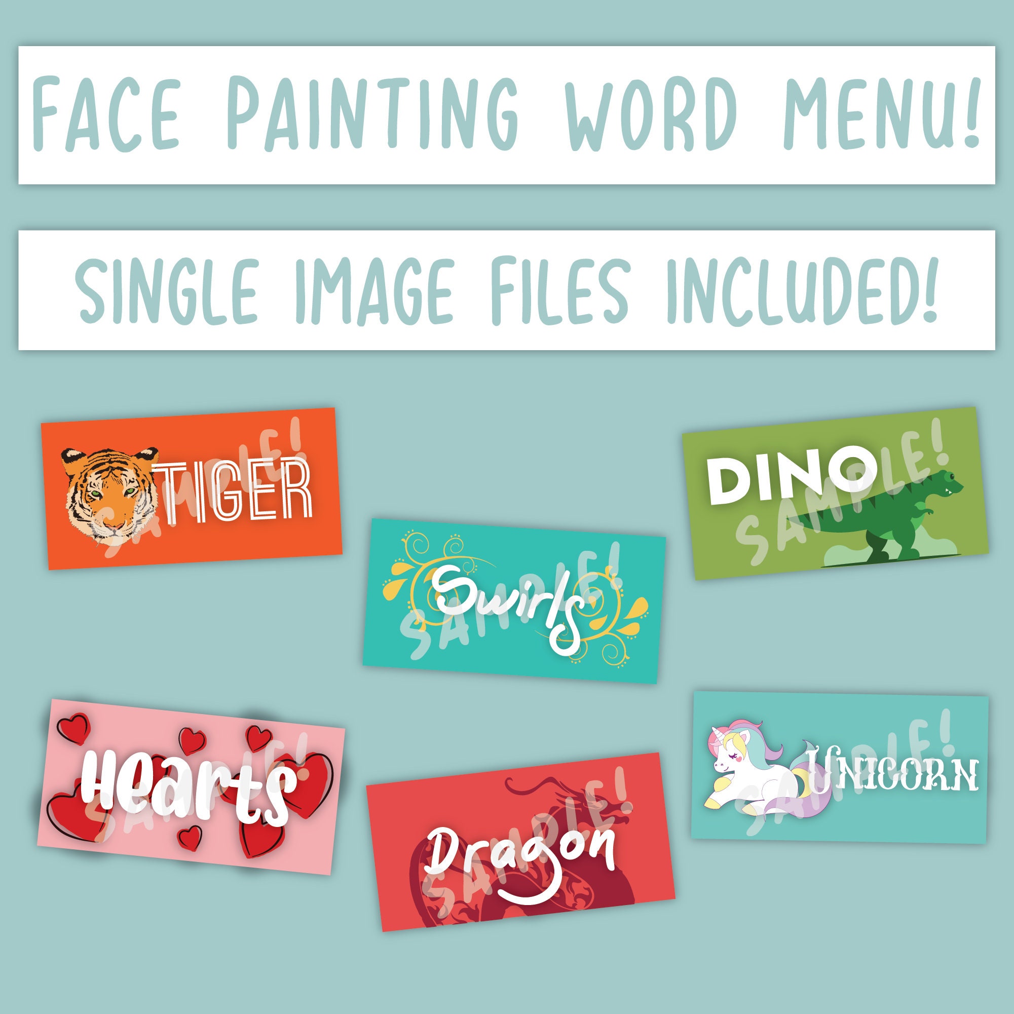 Face Painting Word Board 20 Designs Face Painting Designs Etsy