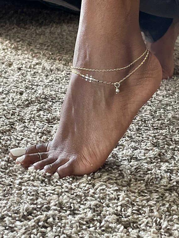 A Lil More Double Layer Anklet Etsy
