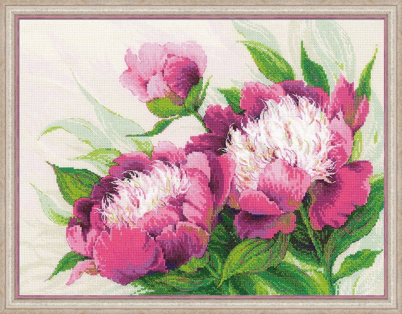 Pink Peonies Counted Cross Stitch Kit RIOLIS 100039
