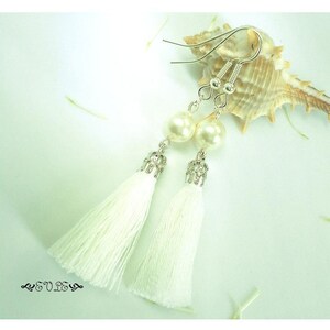 Tassel Earrings, White Tassel Earring, Black Tassel Earring, Black Tassels Earrings, White Tassels Earring, Dangle Earrings, Tassels Earring