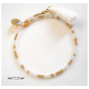 Layered Bracelets, Gold and White, Gold Bracelet Set, Boho Layered Bracelets, Exotic Style Bracelets, Beaded bracelet