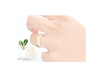 Rocailles Perlenring Gold & Weiss: Miyuki Delica Boho Schmuck