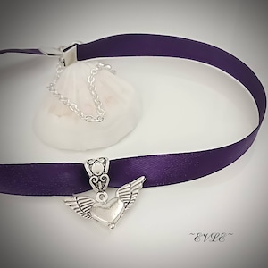 Dünner Satin Choker, Choker Halskette, viktorianischer Choker, Hochzeitsschmuck, Schlichter Choker, Boho Chic, Herz Choker, Boho Schmuck, Geschenk für Sie