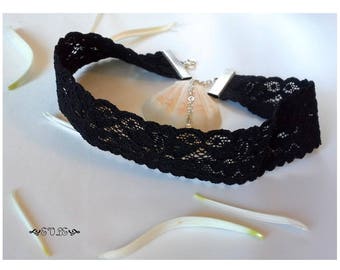 Black Lace Choker: Victorian Style, Swarovski Pearl Detail