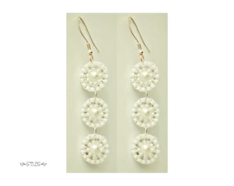 Miguel Ases Style White Circle Wedding Earrings for the Fashion forward Bride