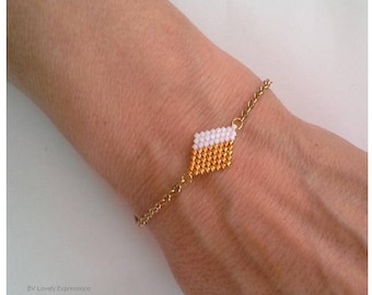 Miyuki Delica Bead Bracelet, Gold, Black, Bead Bracelet, Miyuki Bead Tennis Bracelet, Geometric Bracelet.