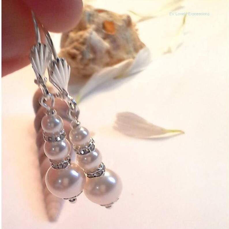 Wedding jewelry Gray Pearl Bridal Earring Pearl Bridesmaids Earrings Ivory White Pearl Dangle Earring Gift Pearl Wedding Earrings