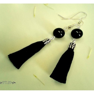 Tassel Earrings, Black Tassel Earring, White Tassel Earring, Black Tassels Earrings, White Tassels Earring, Dangle Earrings, Tassels Earring