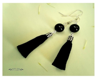 Tassel Earrings, Black Tassel Earring, White Tassel Earring, Black Tassels Earrings, White Tassels Earring, Dangle Earrings, Tassels Earring