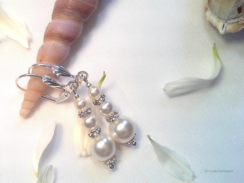 Wedding jewelry Gray Pearl Bridal Earring Pearl Bridesmaids Earrings Ivory White Pearl Dangle Earring Gift Pearl Wedding Earrings