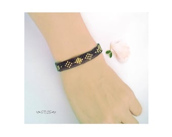 Miyuki Seed Bead Bracelet: Geometric Loom Woven Design