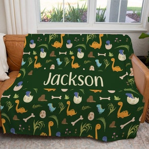 Custom Dinosaur Blanket - Custom Plush Blanket - Personalized Kids Blanket - Dinosaur Blanket Personalized - Dinosaur Blanket