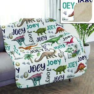 Custom Dinosaur Blanket - Personalized Dinosaur Blanket - Sherpa Blankets for Kids - Dinosaur Sherpa Blanket - Dinosaur baby Blanket