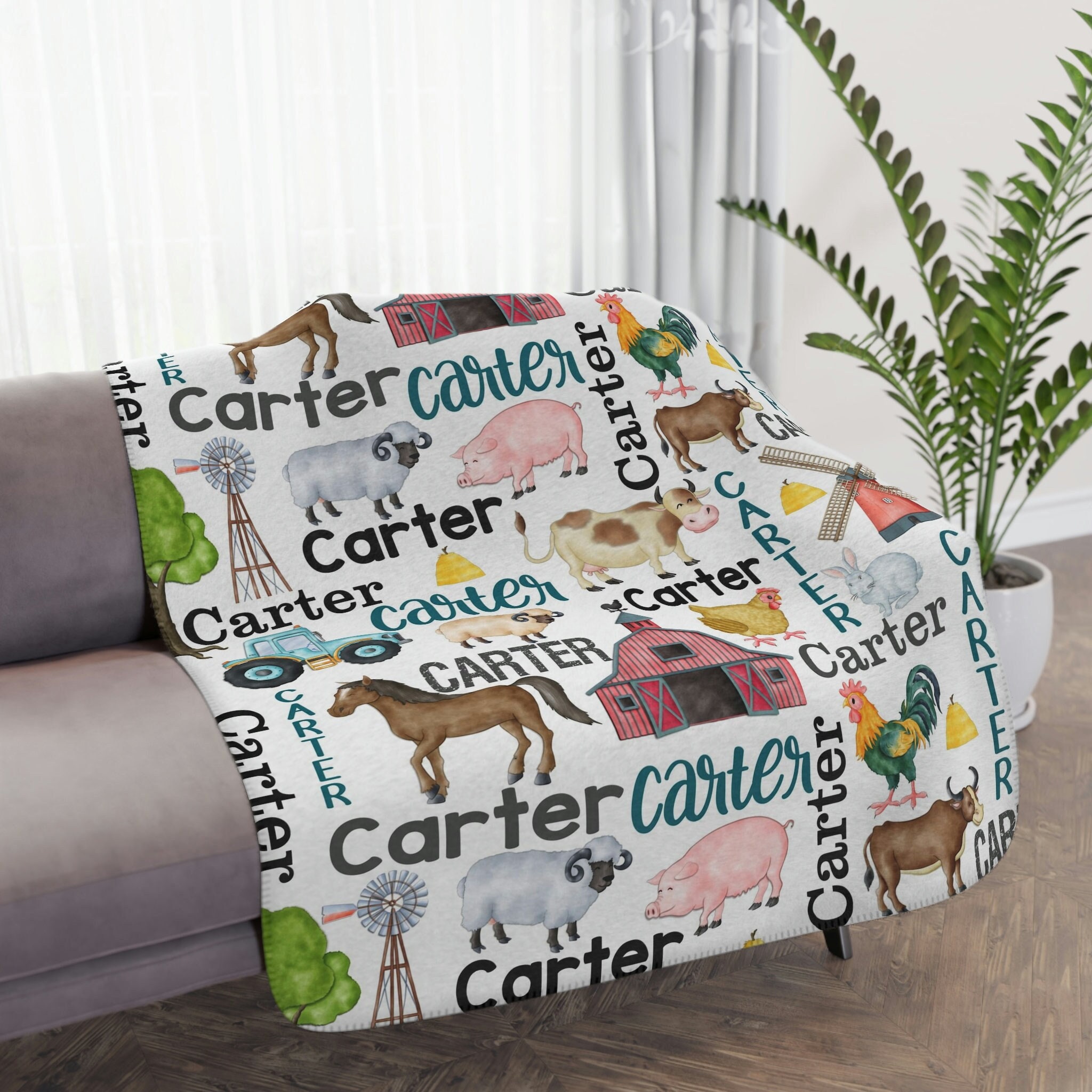 Farm animal throw blanket hotsell