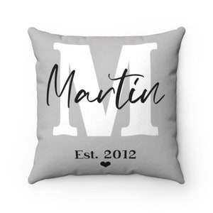 Almohada personalizada Boda - Apellido Almohada - Almohada monograma - Almohada de inauguración - Almohada de aniversario