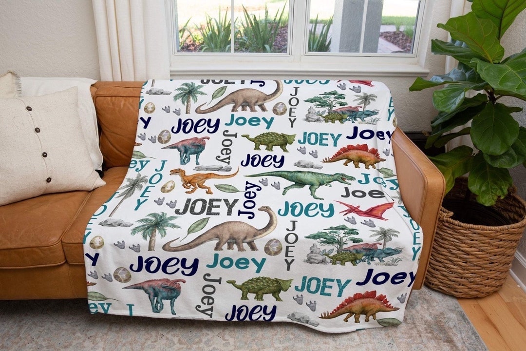 Custom Blanket With Name Personalized Blanket Custom Dinosaur Blanket