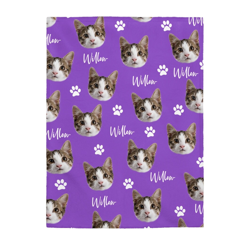 Custom Cat Face Blanket Custom Pet Photo Blanket Etsy