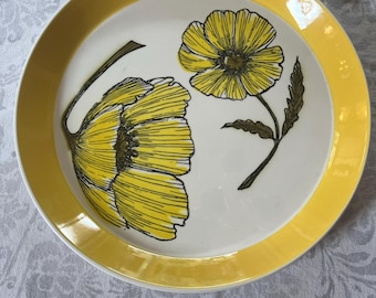 Platter Round Duet Duplex Mikasa Chop Plate 12 1/4 inches Yellow White Green 1970's