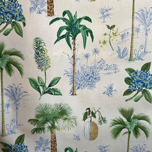 Outdoor Fabric, Tropical Outdoor Fabric, Sunbrella, Palm Tree Fabric, Outdoor Upholstery, Acrylic Fabric, Indoor/Outdoor, Cushions, Pillows.