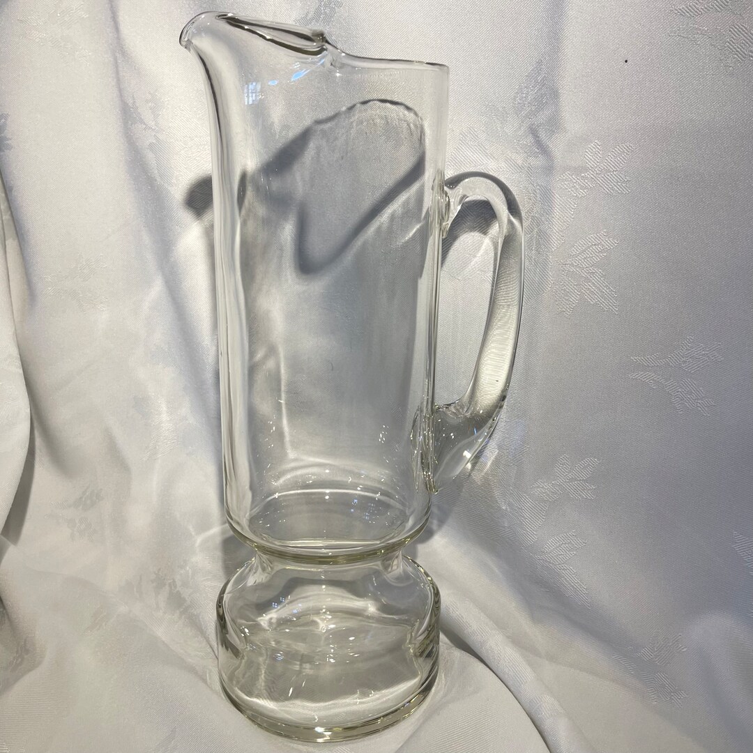 Pitcher Glass Martini Pitcher Round Base Molded Lip Glass Etsy