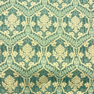 Fabric, Damask, Upholstery, Green & Gold, Period, Documentary, Archival, Historic.