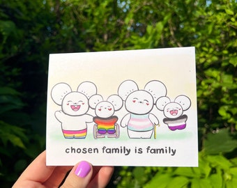 Chosen Family is Family Card, Maushold Pokemon LGBTQIA+ Disability Pride, Birthday, Anniversary, Holiday, Celebration, Thinking of You