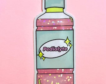 Pedialyte Glitter Pink Pastel Sticker - Dysautonomia Chronic Illness POTS Syndrome